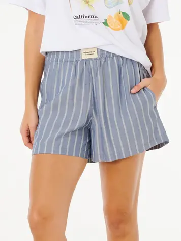 RIP CURL WOMEN'S BEACH DAYS PINSTRIPE SHORT DUSTY BLUE