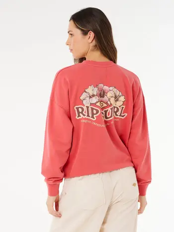 RIP CURL FEMMES BELLS HERITAGE CREW FLEECE DEEP RED