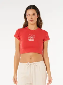 RIP CURL WOMEN'S PACIFIC COAST BABY TEE DEEP RED
