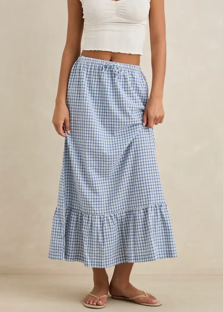 Rhythm FEMMES LOLA CHECK TIERED MAXI SKIRT