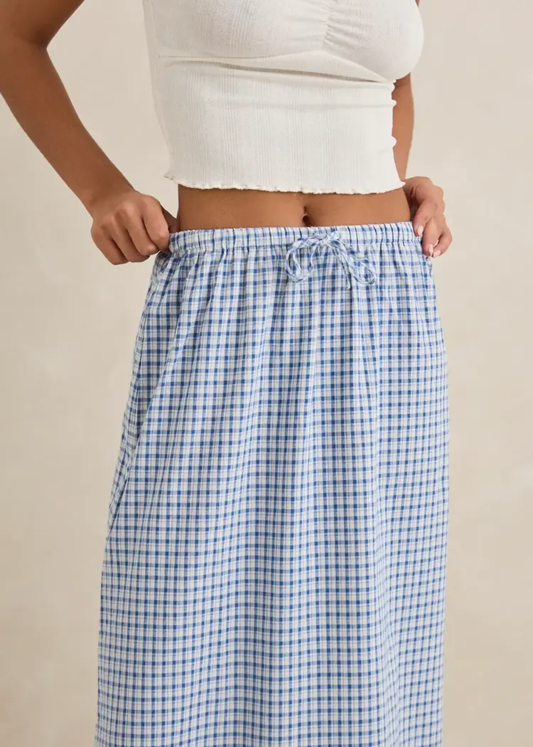 Rhythm FEMMES LOLA CHECK TIERED MAXI SKIRT