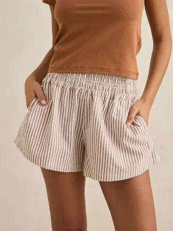 Rhythm FEMMES VALLEY STRIPE SHORT TAN