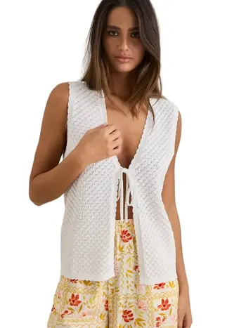 Rhythm FEMMES GIGI LONGLINE KNIT VEST WHITE