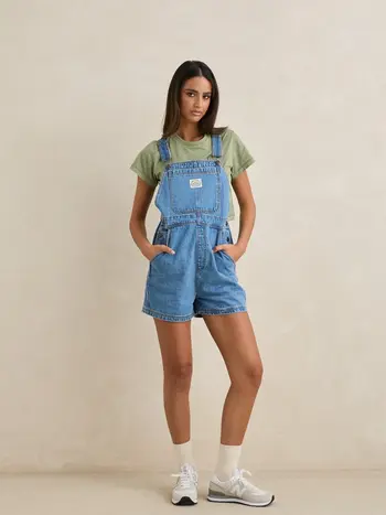 Rhythm WOMEN'S TIDE SHORT OVERALL WORN INDIGO