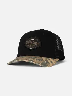 Salty crew MEN'S BORDER TRUCKER HAT BLACK CAMO