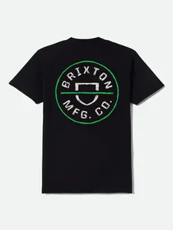 Brixton MEN'S CREST II SHORT SLEEVE STANDARD TEE BLACK/STONE/GREEN