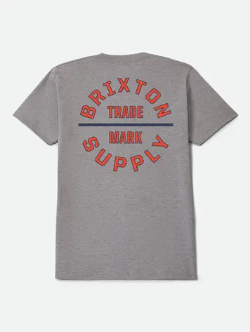 Brixton HOMMES OATH V SS T-SHIRT HEATHER GREY/LAVA RED/MIDNIGHT