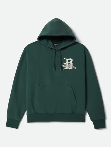 Brixton HOMMES PREDATOR RELAXED HOODIE PRIMAL GREEN WORN WASH