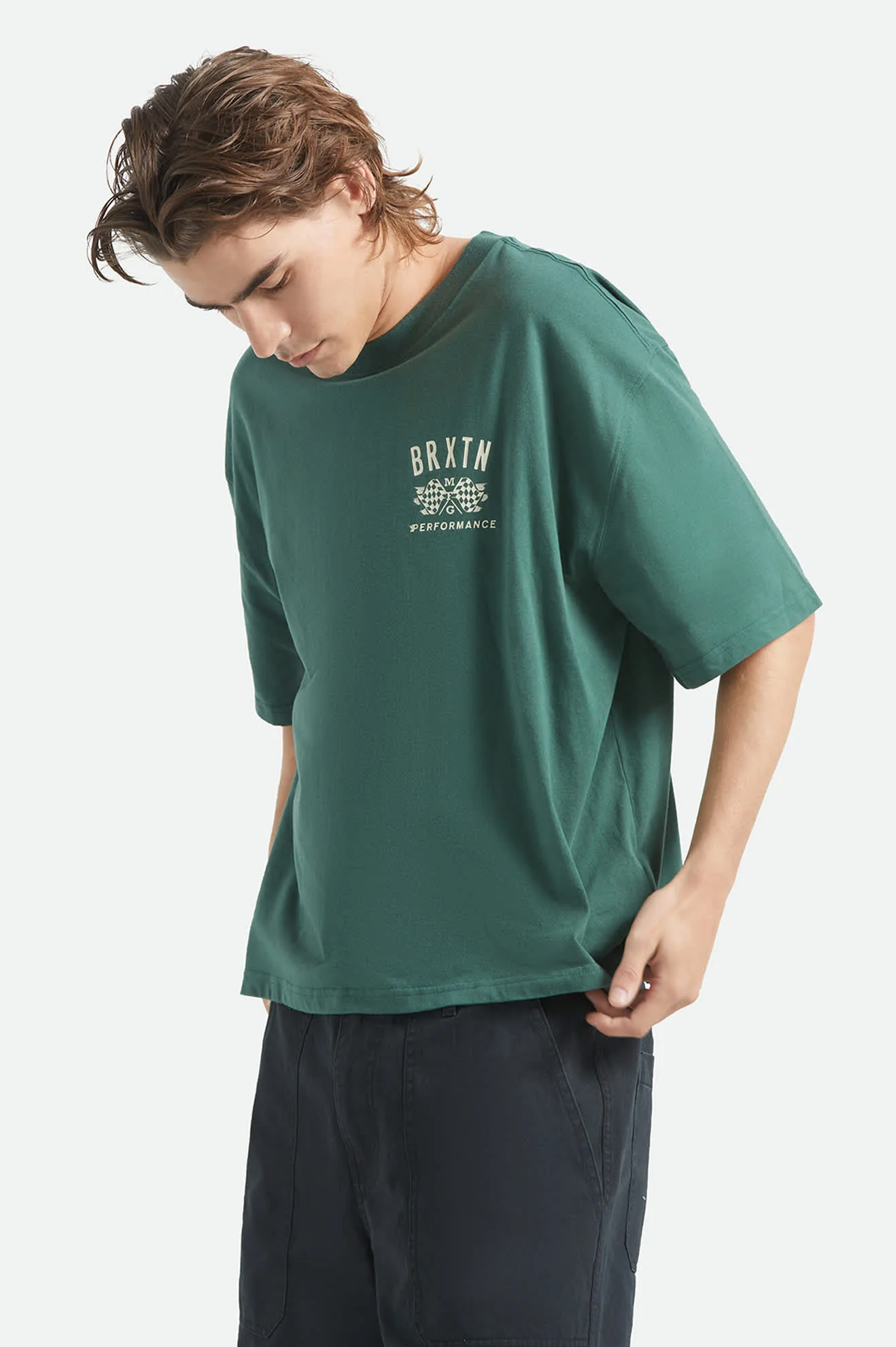 Brixton MEN'S PRIMARY SS CROPPED TEE