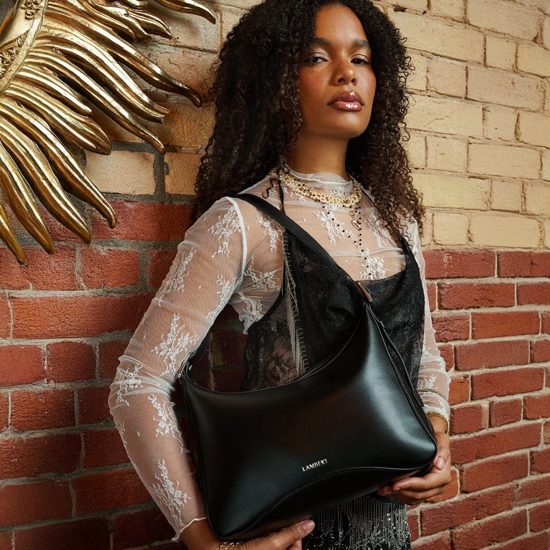 Lambert THE AUDREY 2-IN-1 VEGAN LEATHER HANDBAG BLACK