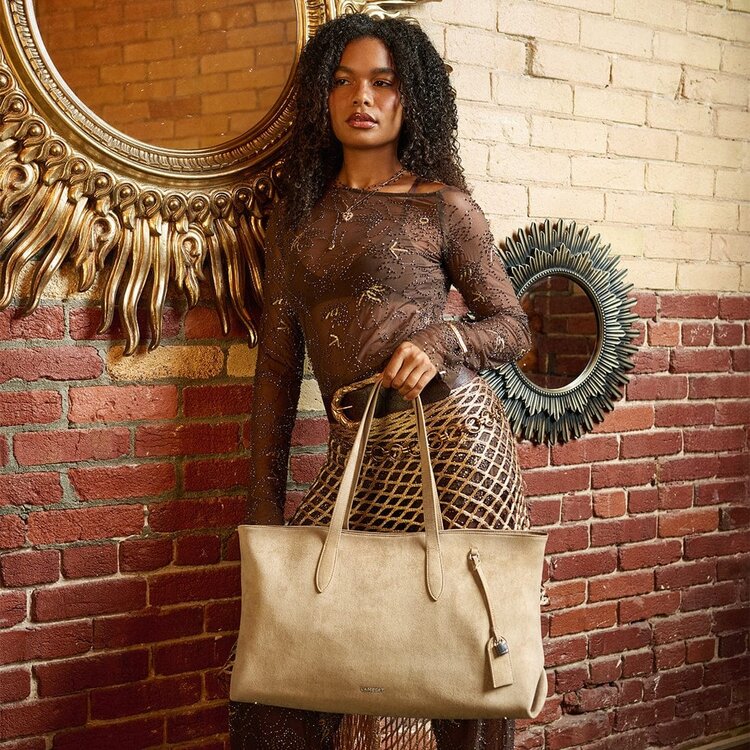 Lambert THE BRITNEY VEGAN SUEDE TOTE BAG BEIGE