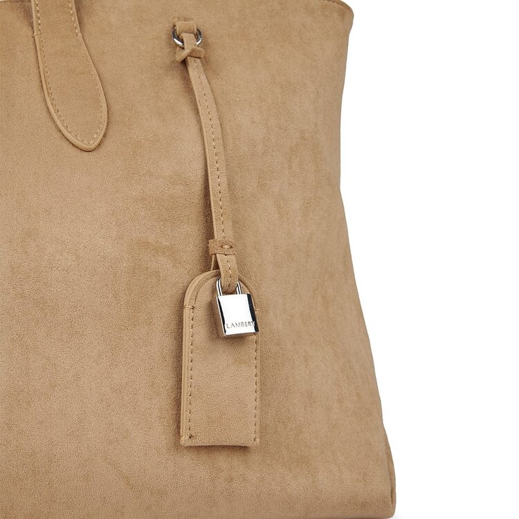 Lambert THE BRITNEY VEGAN SUEDE TOTE BAG BEIGE