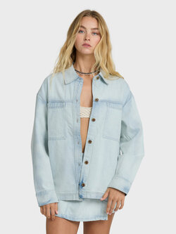 Billabong WOMEN'S JADE SALTWASHED LS WOVEN TOP BLUE MIST