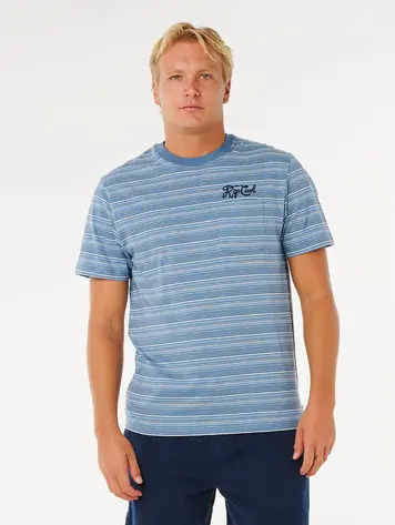 RIP CURL MEN'S PACIFIC RINSE STRIPE TEE FADED DENIM