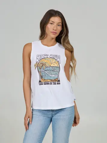 Salty crew FEMMES KEYHOLE MUSCLE TANK WHITE