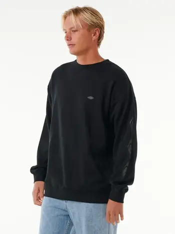 RIP CURL HOMMES SWEATSHIRT ORIGINAL SURFERS CREW BLACK
