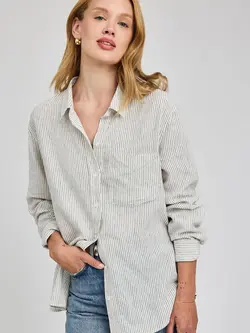 Gentle fawn WOMEN'S DOMINIQUE BUTTON DOWN SHIRT WHITE STRIPE