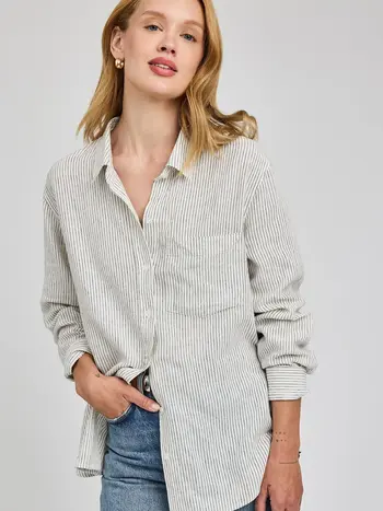 Gentle fawn FEMMES DOMINIQUE BUTTON DOWN SHIRT WHITE STRIPE