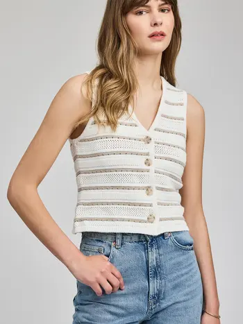 Gentle fawn FEMMES MARIANA KNIT VEST BEECHWOOD STRIPE