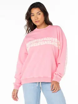 Roxy WOMEN'S LINEUP OVERSIZED CREW STRAWBERRY OKINAWA STRIPE
