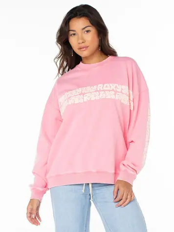 Roxy FEMMES LINEUP OVERSIZED CREW STRAWBERRY OKINAWA STRIPE