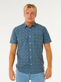 RIP CURL MEN'S SESSIONS AEROTECH SS SHIRT BLUE LAGOON