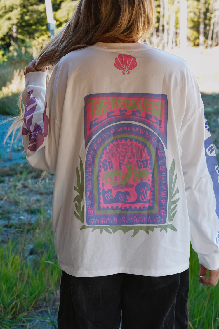 Notice the reckless WOMEN'S GECKO SURF CO LONG SLEEVE