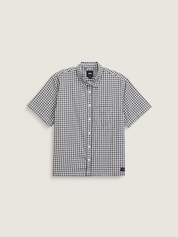 Vans MEN'S LARKSPUR MINI PLAID SS SHIRT WHITE/BLACK