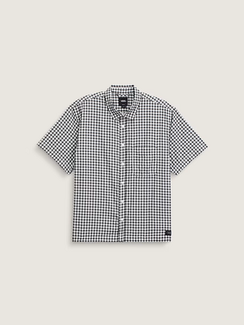 Vans MEN'S LARKSPUR MINI PLAID SS SHIRT WHITE/BLACK