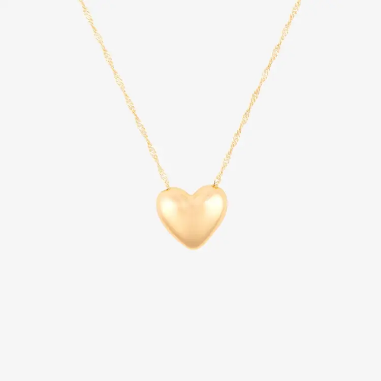 Puravida WOMEN'S PUFFY HEART BEAD PENDANT NECKLACE GOLD
