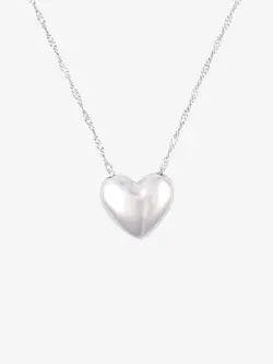 Puravida FEMMES PUFFY HEART BEAD NECKLACE SILVER