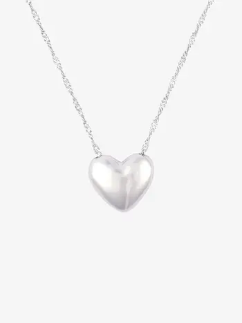 Puravida WOMEN'S PUFFY HEART BEAD NECKLACE SILVER