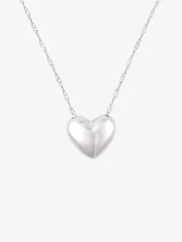 Puravida WOMEN'S PUFFY HEART BEAD NECKLACE SILVER