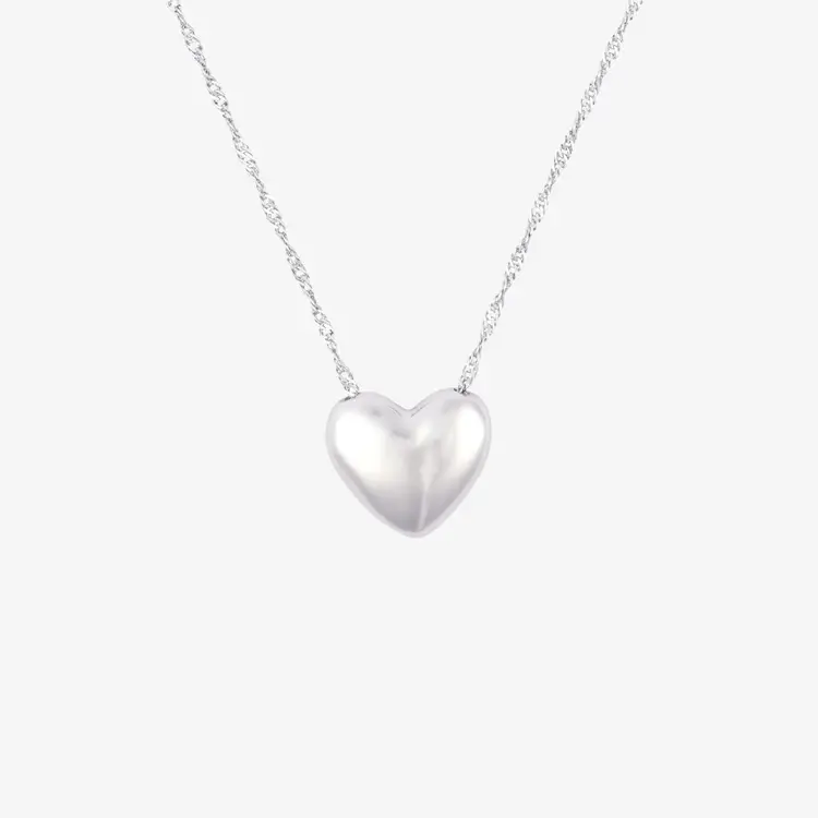 Puravida WOMEN'S PUFFY HEART BEAD NECKLACE SILVER