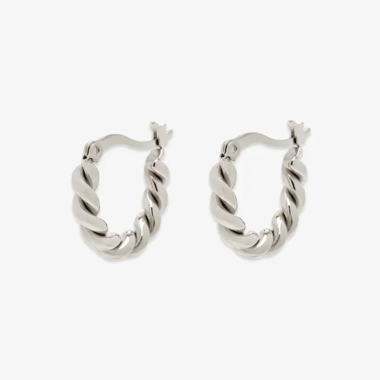 Puravida FEMMES TWISTED DOME HOOP EARRINGS SILVER