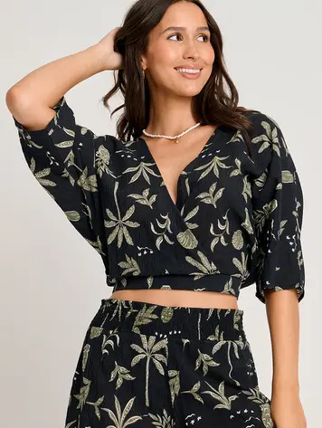 Everyday Sunday FEMMES CROSSOVER COVER-UP BLOUSE LOST WONDERS
