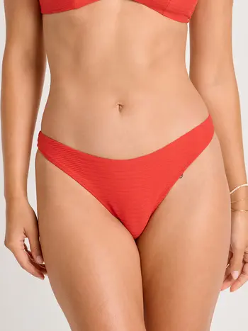 Everyday Sunday FEMMES BAS DE BIKINI TEXTURED HIGH-LEG CHEEKY RED TULIP
