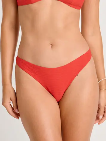 Everyday Sunday FEMMES BAS DE BIKINI TEXTURED HIGH-LEG CHEEKY RED TULIP
