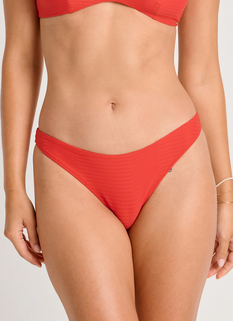 Everyday Sunday WOMEN'S TEXTURED HIGH-LEG CHEEKY BIKINI BOTTOM