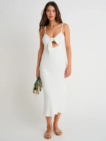 Everyday Sunday FEMMES COVER-UP DRESS WITH FRONT KNOT OFF WHITE