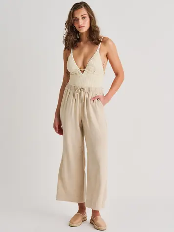 Everyday Sunday WOMEN'S WIDE-LEG COVER-UP PANTS LINEN MIX