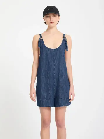 Volcom FEMMES LIVED IN SHORT ROMPER DEJA BLUE