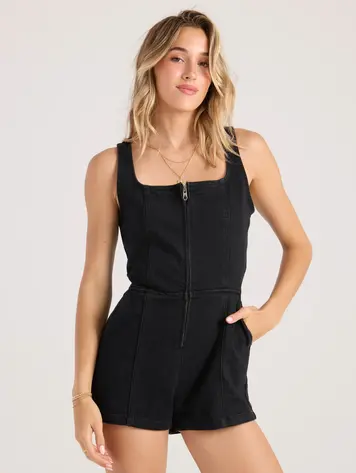 Volcom FEMMES CRUZ CONTROL ROMPER BLACK COMBO