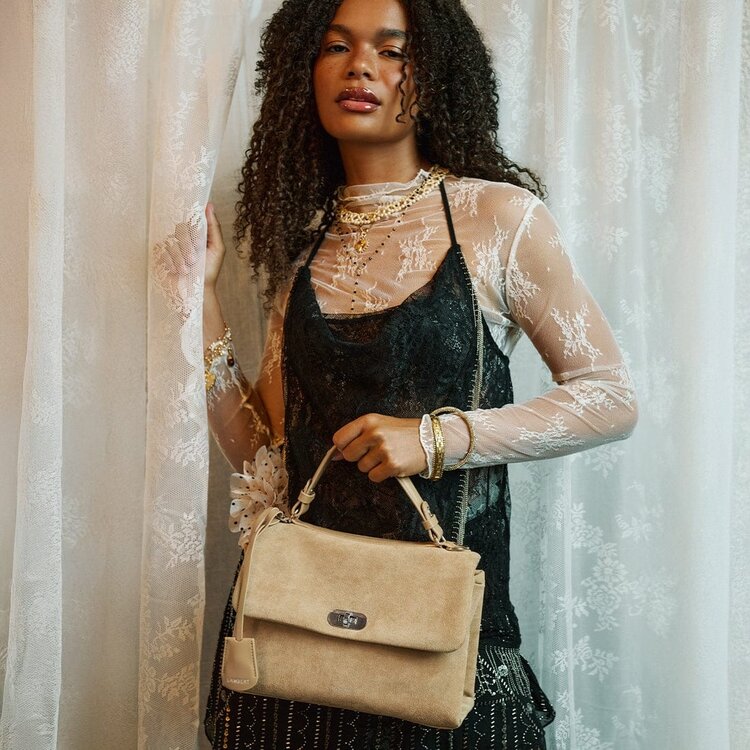 Lambert LE FREYA 2-IN-1 VEGAN SUEDE HANDBAG BEIGE