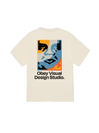 Obey MEN'S OBEY VISUAL DESIGN STUDIO CLASSIC TEE CREAM