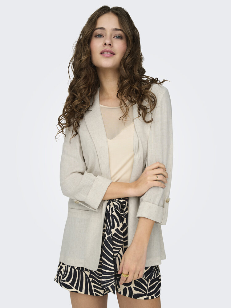 Only WOMEN'S SIESTA 3/4 OPEN LIN BLAZER