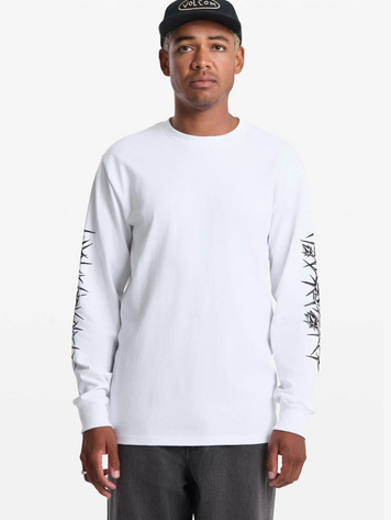 Volcom HOMMES DIE BY THE STONE LONG SLEEVE TEE WHITE