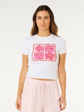 RIP CURL WOMEN'S SURF SIDE FITTED TEE OPTICAL WHITE