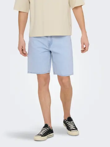 Only & Sons HOMMES EDGE STRAIGHT FIT SHORTS LIGHT BLUE DENIM
