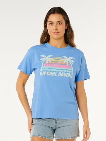 RIP CURL WOMEN'S MALIBU RELAXED TEE CORNFLOWER BLUE